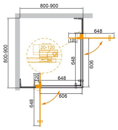 Душевой уголок CEZARES SLIDER-A-2-80/90-C схема 20