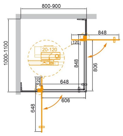 Душевой уголок CEZARES SLIDER-AH-2-80/90-100/110-GRIGIO схема 11