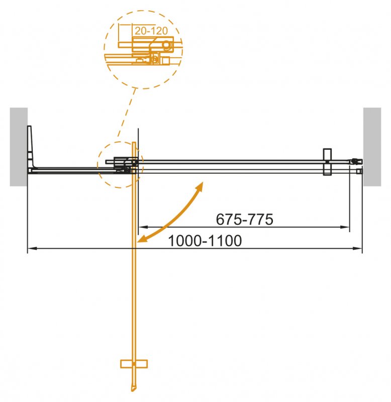 Душевая дверь в нишу CEZARES SLIDER-B-1-100/110-GRIGIO схема 9