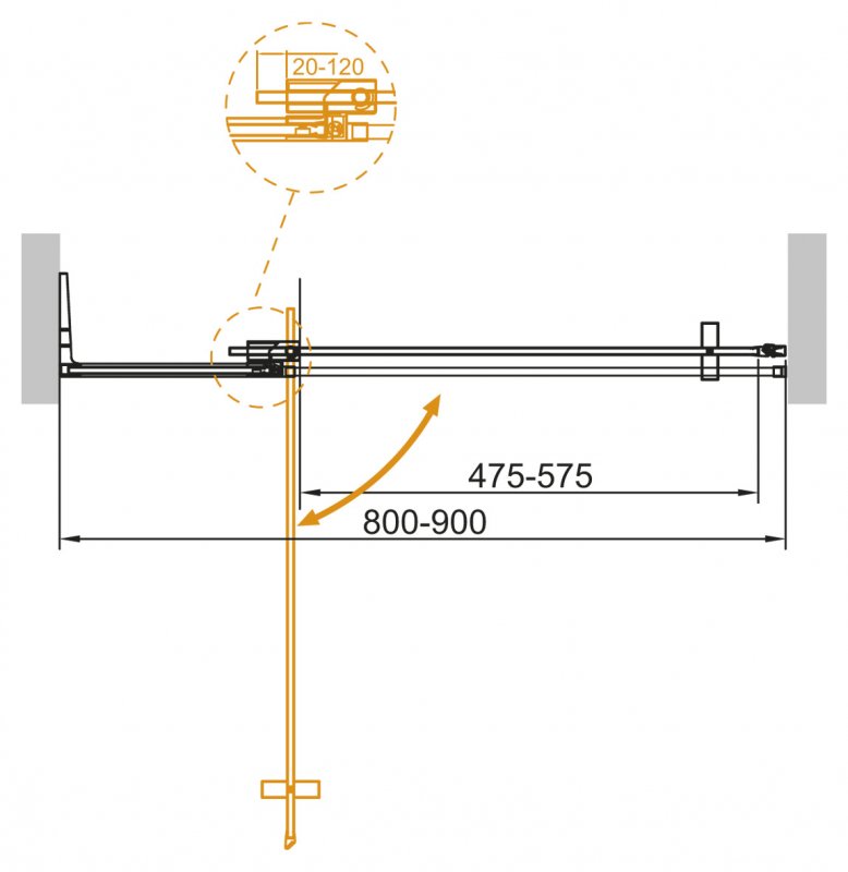 Душевая дверь в нишу CEZARES SLIDER-B-1-80/90-C-NERO схема 8