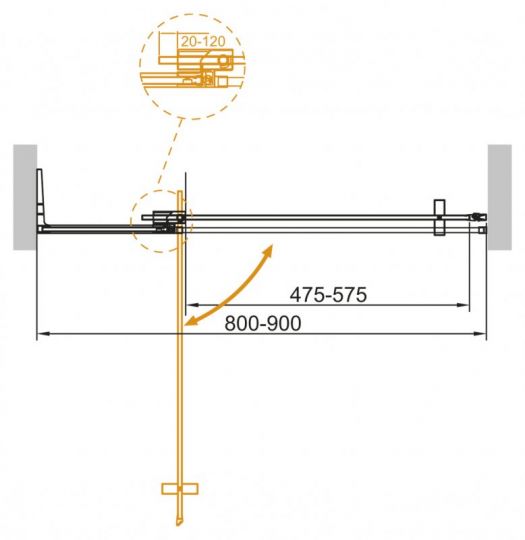 Душевая дверь в нишу CEZARES SLIDER-B-1-80/90-C-NERO схема 8