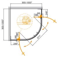 Душевой уголок CEZARES SLIDER-R-2-90/100-GRIGIO схема 16
