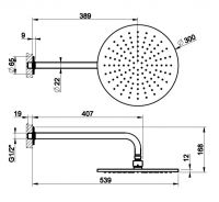 Тропический душ Gessi Inciso 30х30 58248707 черный металл браш PVD схема 1