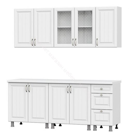 Кухонный гарнитур Прованс (2,0м) (МДФ) (без столешниц) Белый/Белый текстурный