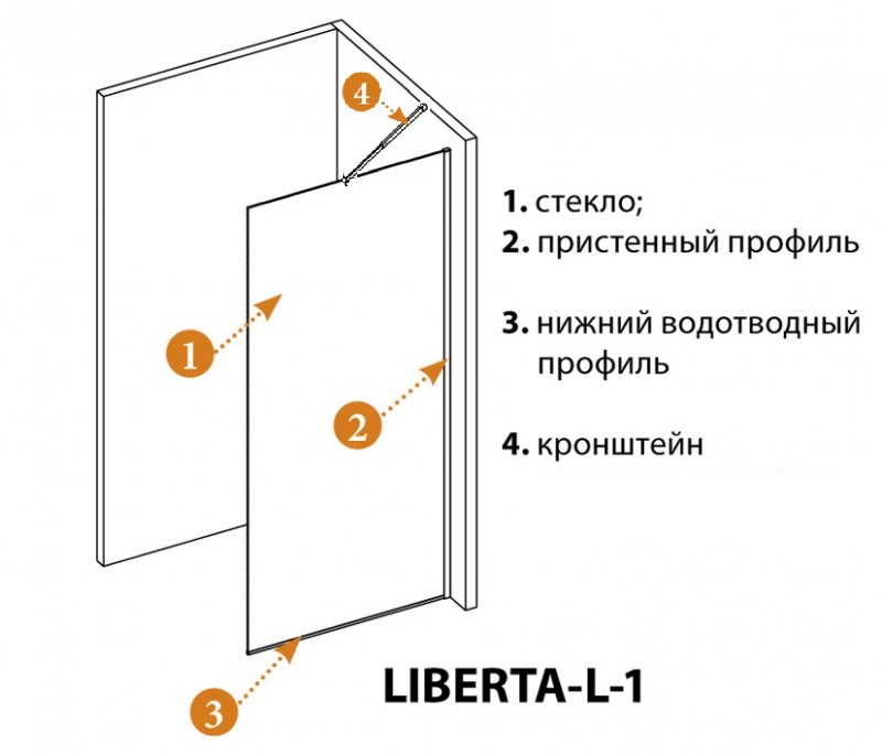 Душевая перегородка универсальная CEZARES LIBERTA-L-1-TB-85-C (профиль черный/хром) схема 14