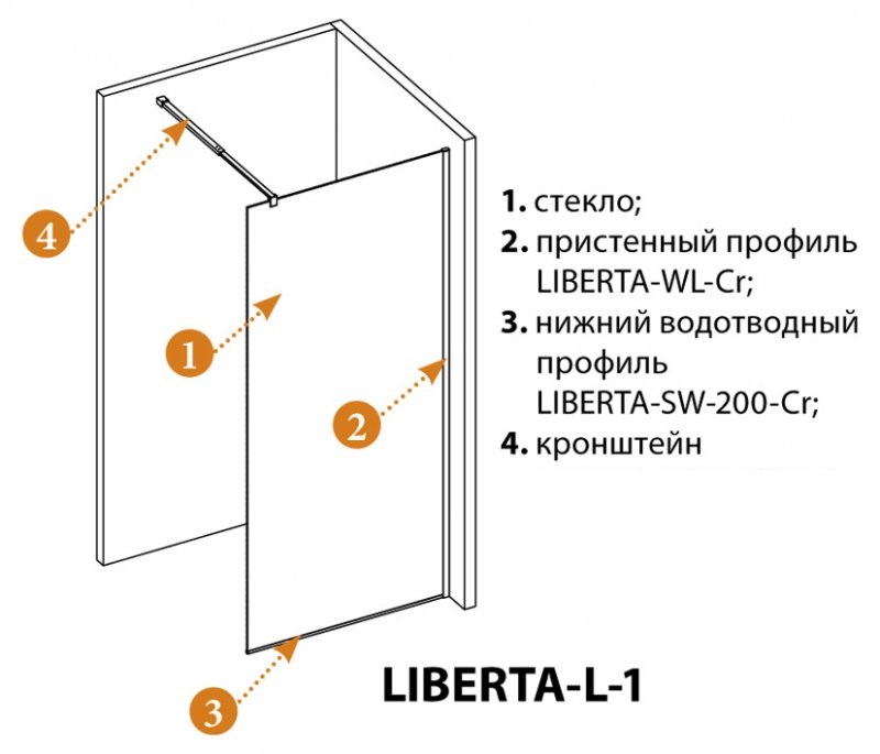 Душевая перегородка CEZARES LIBERTA-L-1-85-120-C схема 3