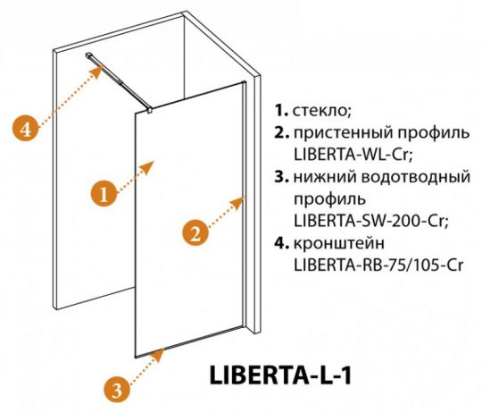 Душевая перегородка CEZARES LIBERTA-L-1-80 ФОТО