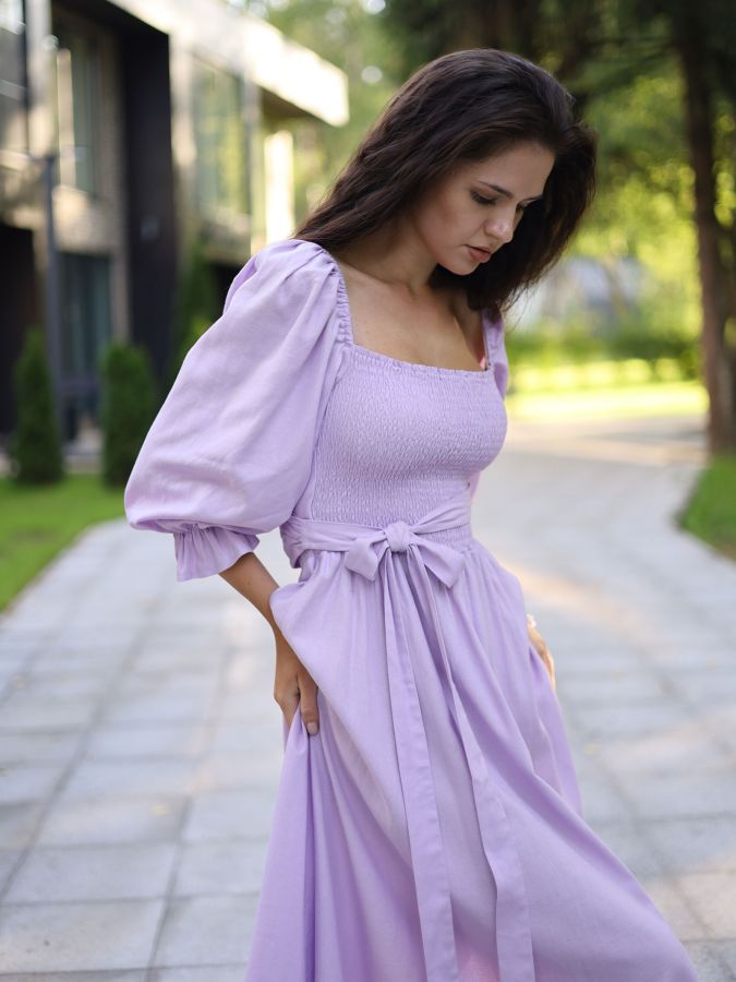 Платье Vento двустороннее льняное в цвете лаванды