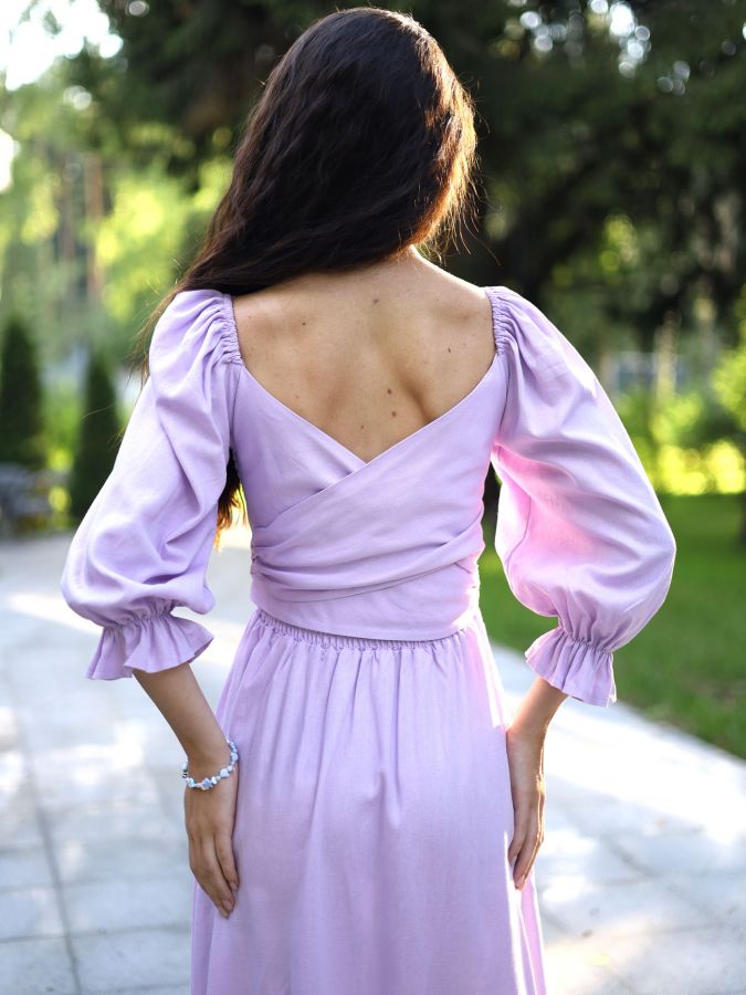 Платье Vento двустороннее льняное в цвете лаванды