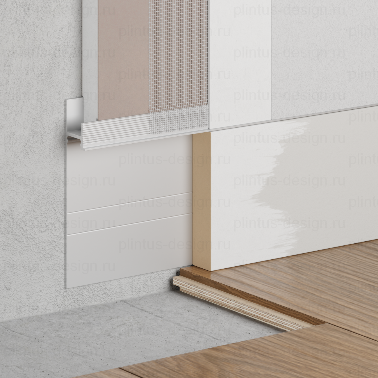 Ликорн С-02.2.1 скрытый плинтус серебристый