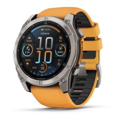 Умные часы Garmin Fenix 8, 51 мм, AMOLED, Sapphire Titanium with spark orange/graphite silicone band фото