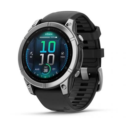 Умные часы Garmin Fenix E, 47 мм, AMOLED, stainless steel with a black silicone band фото