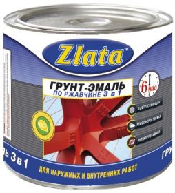 Грунт-Эмаль по Ржавчине 3 в 1 Zlata 20кг Зеленая для Металлических Поверхностей / Злата.
