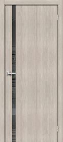 Межкомнатная Дверь с Экошпоном Bravo Браво-1.55 Cappuccino Melinga / Mirox Grey 800x2000мм (Полотно 1шт) / Браво.