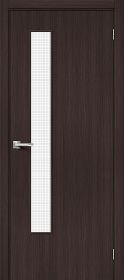 Межкомнатная Дверь с Экошпоном Bravo Браво-9 Wenge Melinga / Wired Glass 12,5 400x2000мм (Полотно+Коробка+5 Наличников) / Браво.