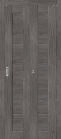 Дверь-Книжка Складная с Экошпоном Bravo Браво-21 Grey Melinga Межкомнатная 350x2000мм (Полотно 2шт+Коробка+Наличники 5шт+Ручка+Петли+Ролик) / Браво.