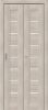 Дверь-Книжка Складная с Экошпоном Bravo Браво-22 Cappuccino Melinga / Magic Fog Межкомнатная 350x2000мм (Полотно 2шт+Коробка+Наличники 5шт+Ручка+Петли+Ролик) / Браво.