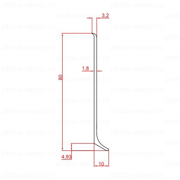 2156.00 плинтус алюминиевый 80 мм Декопрофиль золото