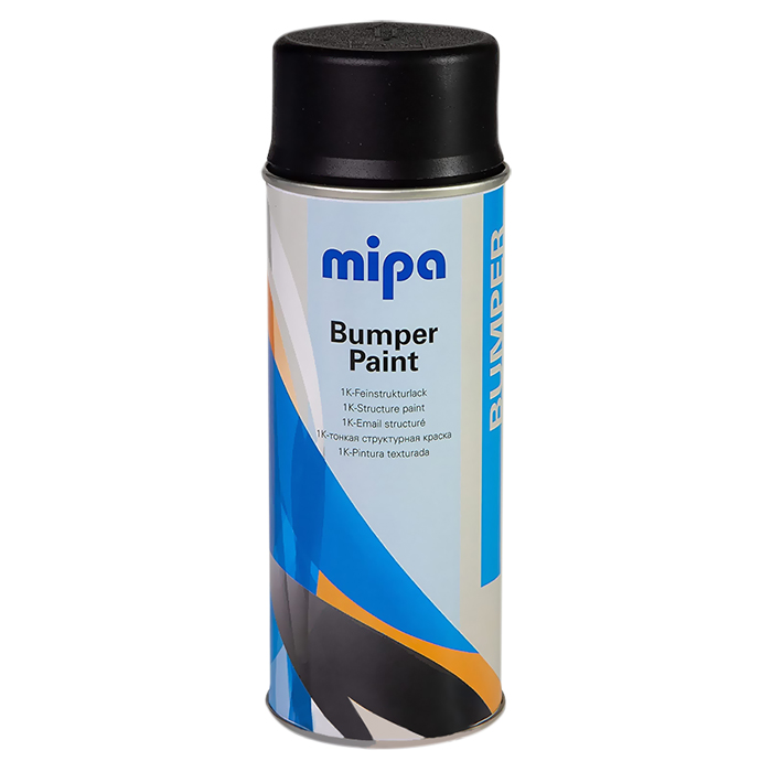 Mipa Bumper Paint 1K Структурная краска для бампера аэрозольная чёрная, объем 400мл.