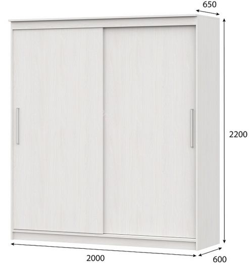 Шкаф-купе №19 (2,0 м) Серия 3 Ясень Анкор Светлый