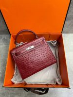 Сумка HERMES KELLY Ostrich страус 28 см серебро