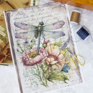 Полулён - Ткань купон - Стрекоза-2 23*33 см. limit