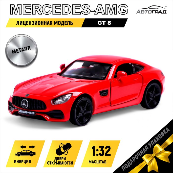 Машина металлическая MERCEDES-AMG GT S, 1:32, открываются двери, инерция, цвет красный