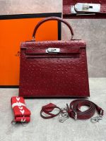 Сумка HERMES KELLY Ostrich страус 28 см серебро