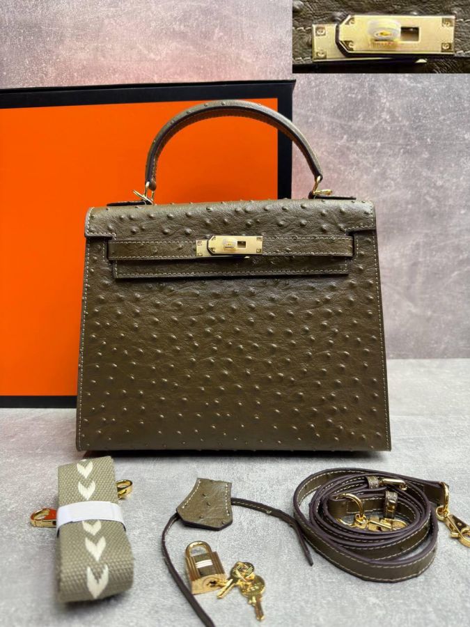 Сумка HERMES KELLY Ostrich страус 28 см золото