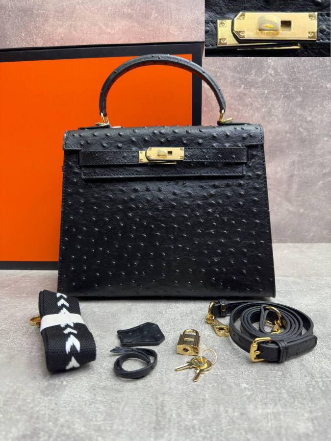 Сумка HERMES KELLY Ostrich страус 28 см золото