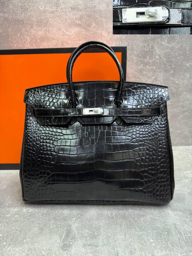 Сумка HERMES Birkin Crocodile 35 см серебро