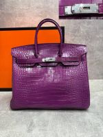 Сумка HERMES Birkin Crocodile 35 см серебро