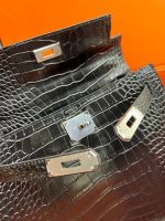 Сумка HERMES KELLY Crocodile 28 см серебро