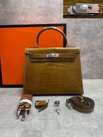 Сумка HERMES KELLY Crocodile 28 см серебро
