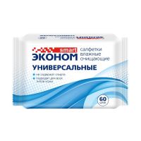 Влажные салфетки Эконом Smart очищающие, универсальные, 60 шт.