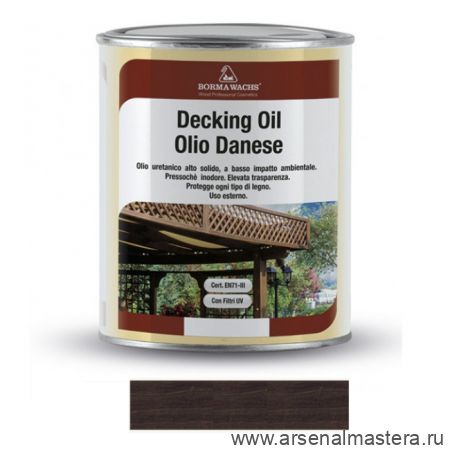 Масло датское Decking Oil 1 л для террас цвет 582 Палисандр для наружных работ Borma 4971IL-DS582