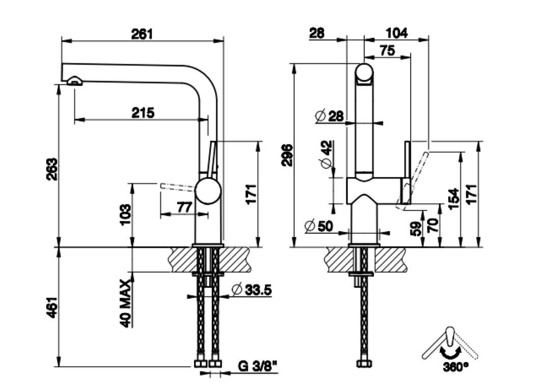 Смеситель для мойки Gessi Inedito 60431/60433 схема 2