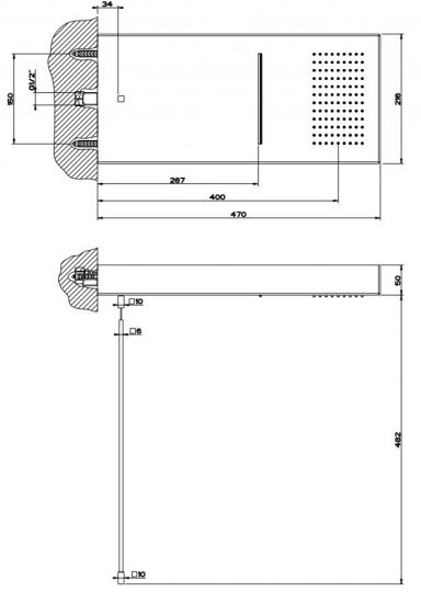 Тропический душ Gessi Segni 49х21,6 см 32862 схема 2