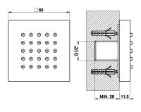 Квадратная боковая форсунка для душа Gessi 32973 6,5х6,5 схема 2