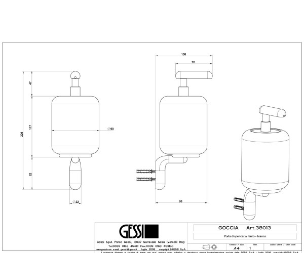 Gessi Goccia Диспенсер для жидкого мыла 38013 схема 2