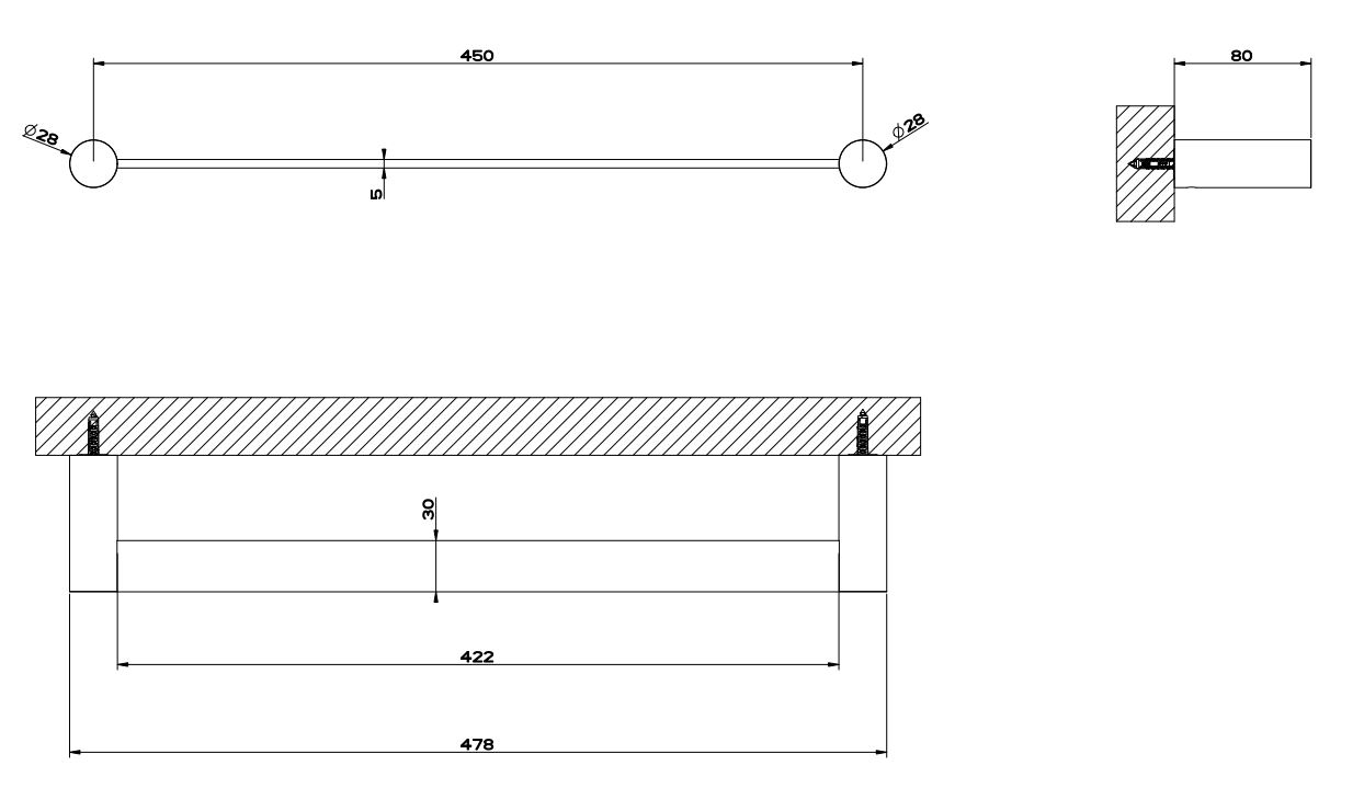 Gessi 316 Полотенцедержатель 54800 45 см схема 2