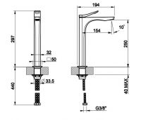 Смеситель для раковины Gessi Rilievo 59004 схема 2