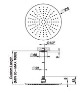 Тропический душ Gessi Inciso 58250 30х30 схема 2