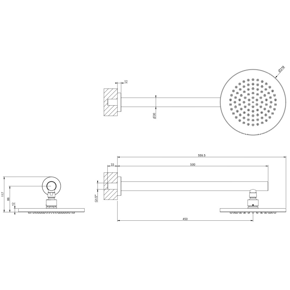 Лейка для верхнего душа Gessi Minimalistic Shower 54149 схема 2