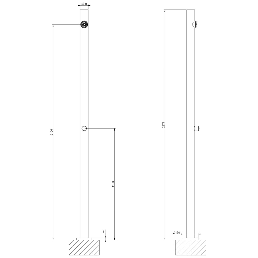 Уличная душевая стойка Gessi Origini 63209 схема 3