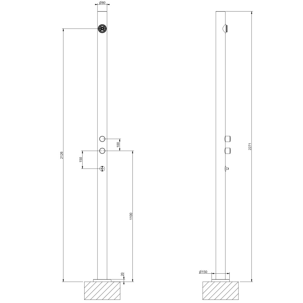 Душевая стойка уличная Gessi Origini 63210 схема 3