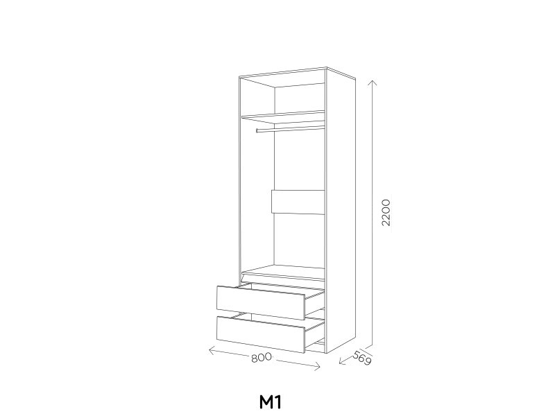 Шкаф 2-х дверный Агата
