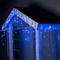 Гирлянда «Бахрома» 4 ? 0.6 м, IP44, тёмная нить, 180 LED, свечение синее, мерцание белым, 220 В