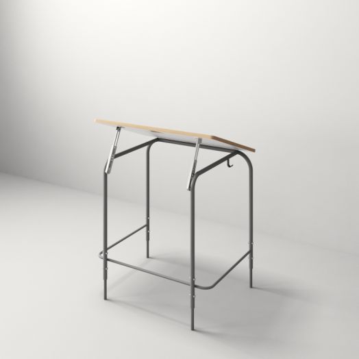 Стол ученический, растущий с регулировкой наклона столешницы (Белый, с натуральной кромкой)