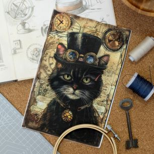 Полулён - Купон для пошива салфетки - "Кошачьи миры" 16*25 см. limit